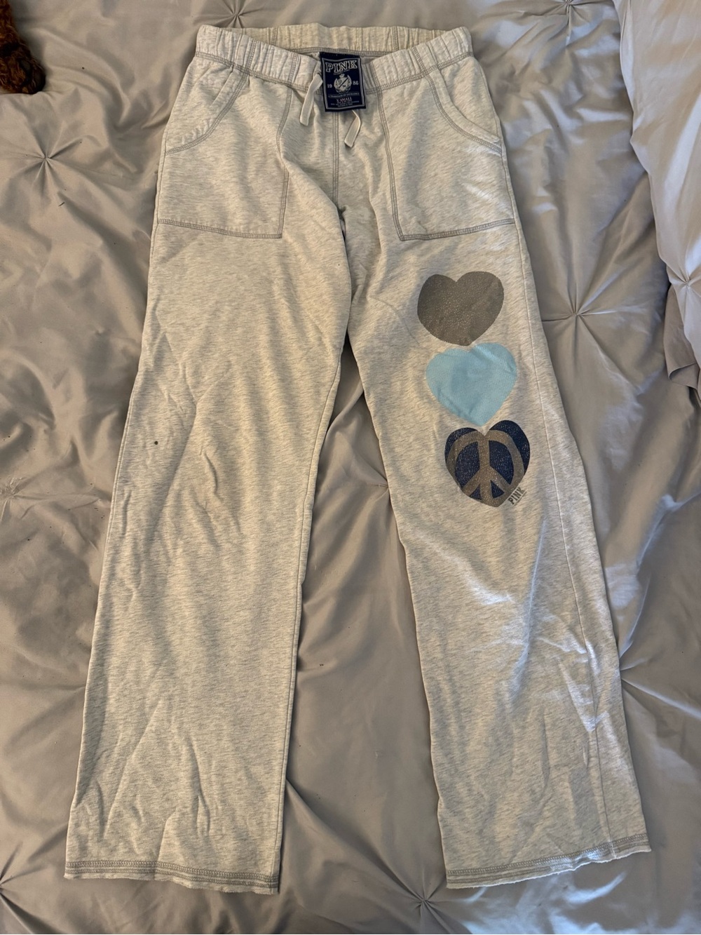 Victoria's Secret PINK Heather Gray Lounge Sweatpants with Navy Label